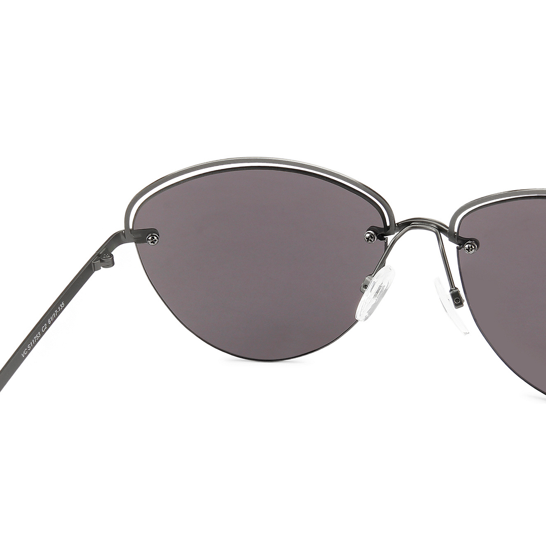 Vincent Chase Online Gunmetal Half Rim Cat Eye left side