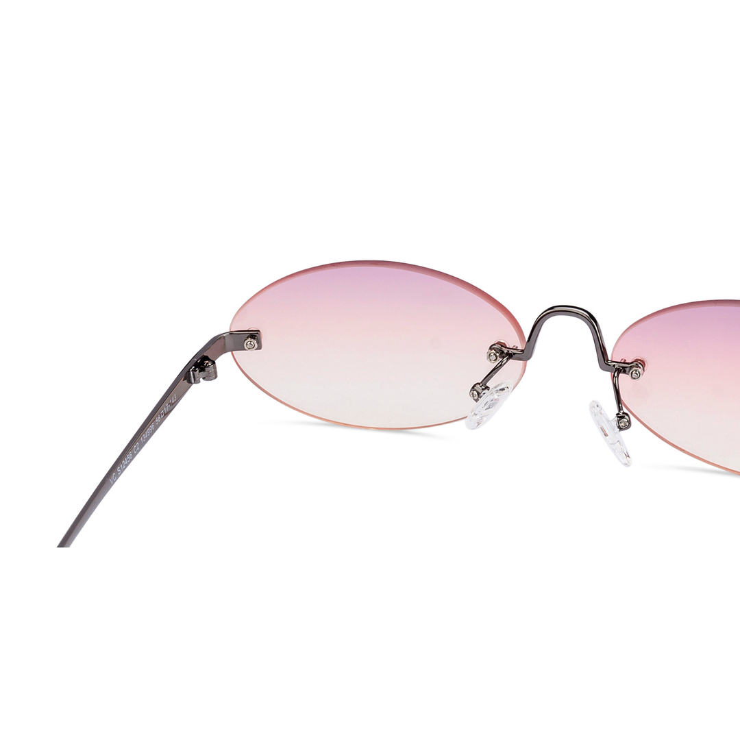 Vincent Chase Online Gunmetal Rimless Round left side