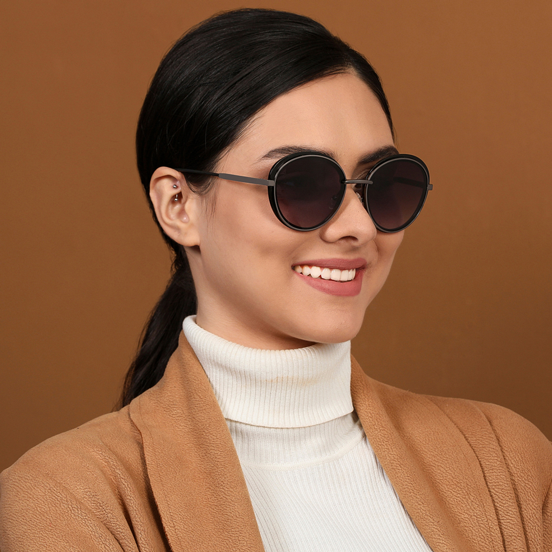 Vincent Chase Online Gunmetal Full Rim Cat Eye left side