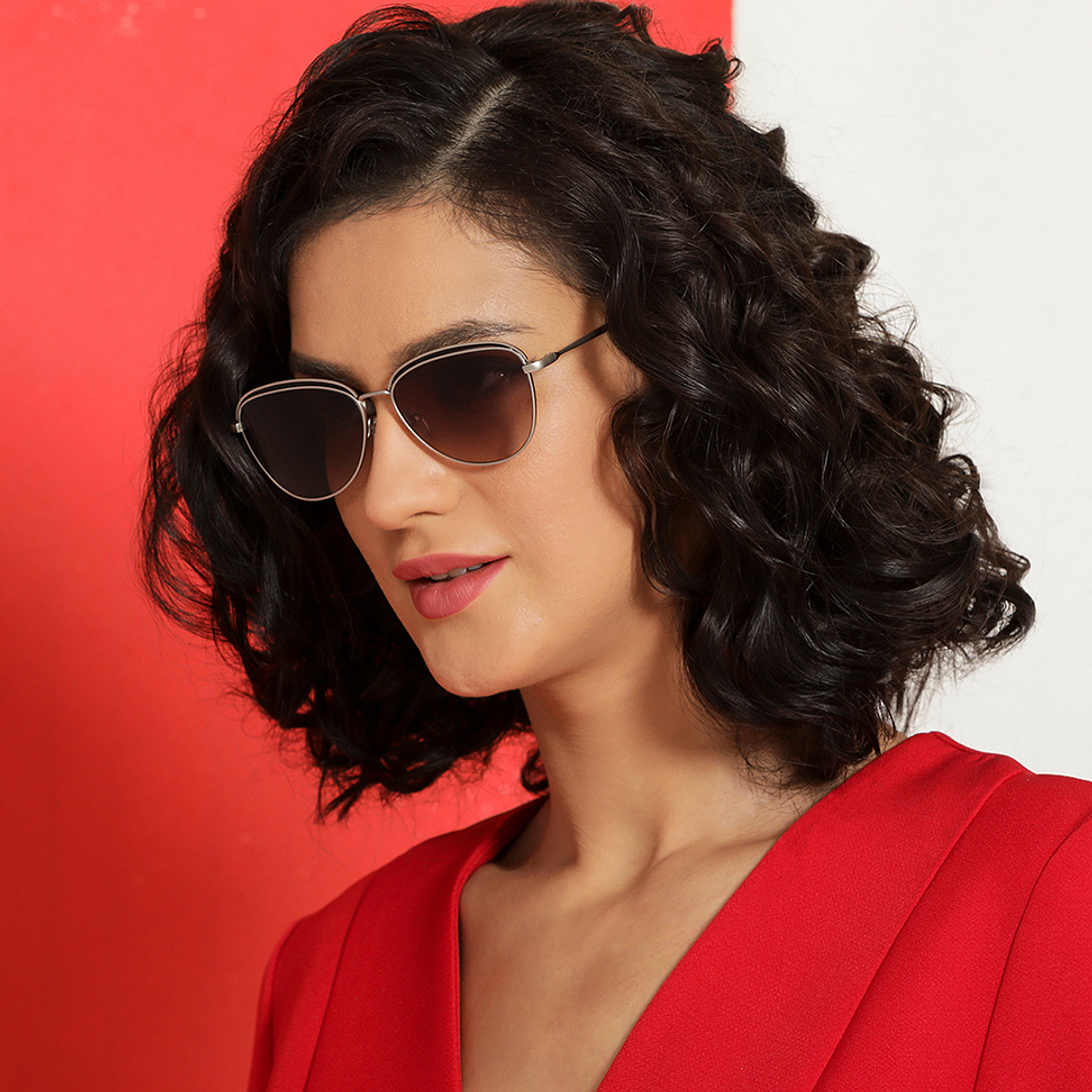 Vincent Chase Online Silver Full Rim Cat Eye left side