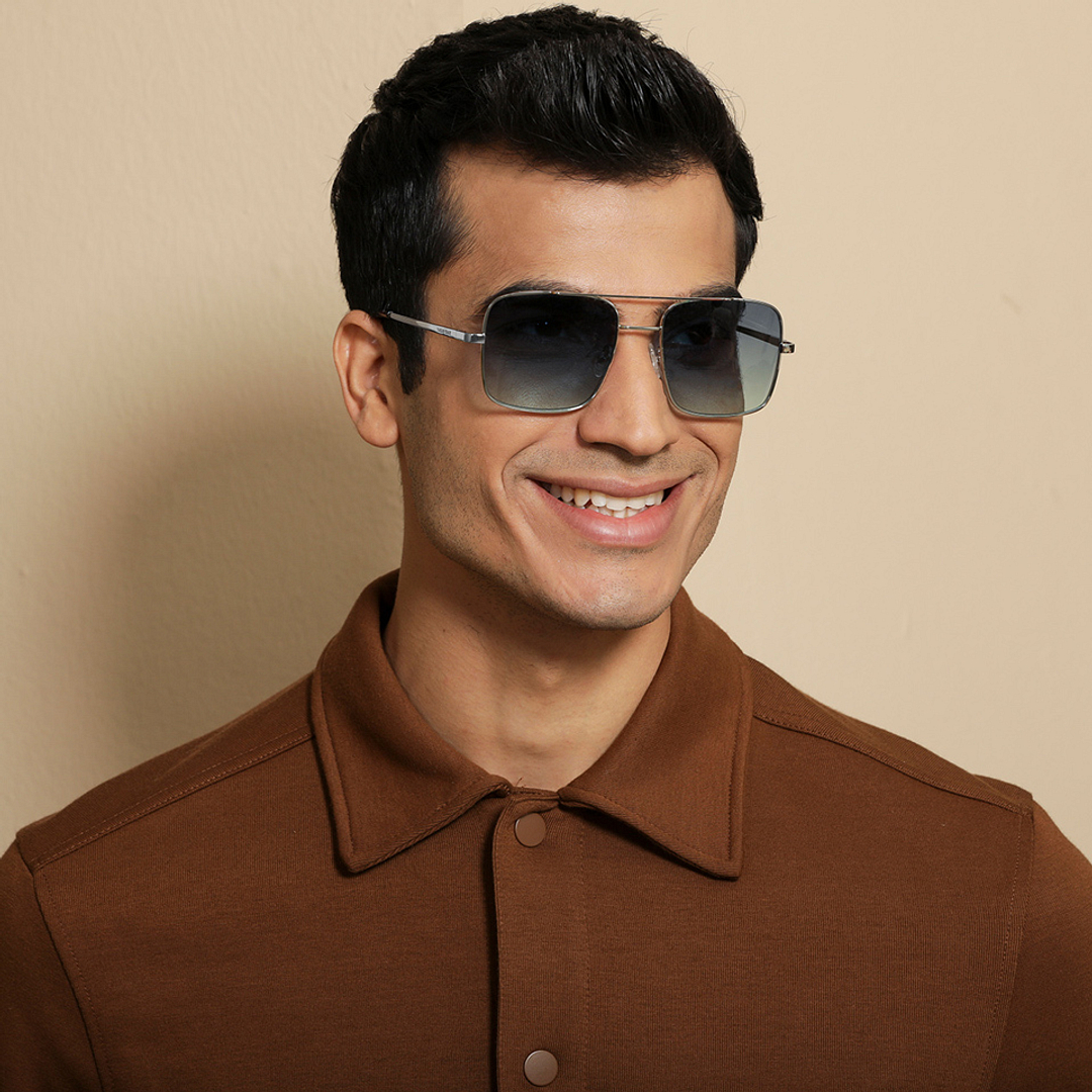 Vincent Chase Silver Full Rim Square left side