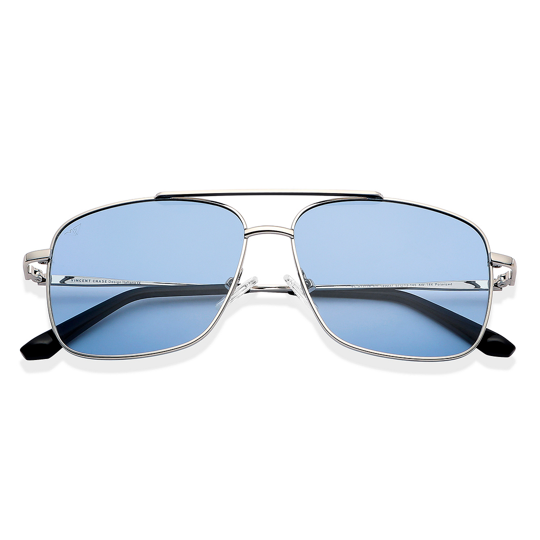 Vincent Chase Polarized Silver Full Rim Square left side