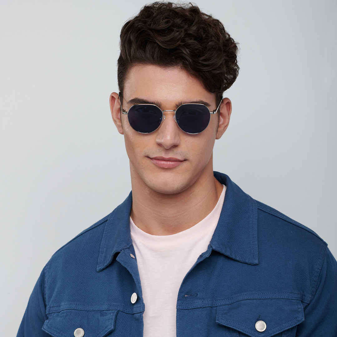 Vincent Chase Polarized Silver Full Rim Geometric left side