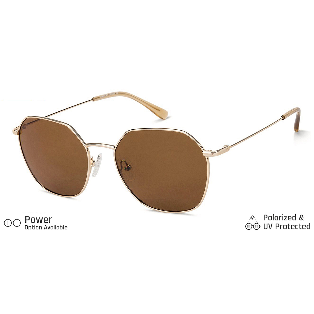 Buy Gold Brown Full Rim Geometric Vincent Chase Polarized The