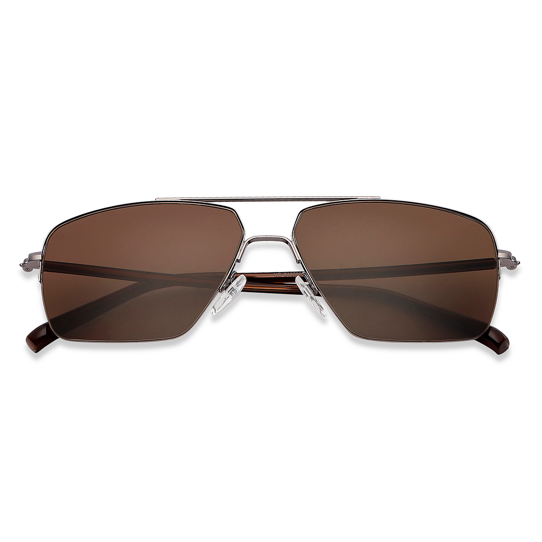 Brown Gunmetal Dark Brown Half Rim Rectangle Vincent Chase METAL