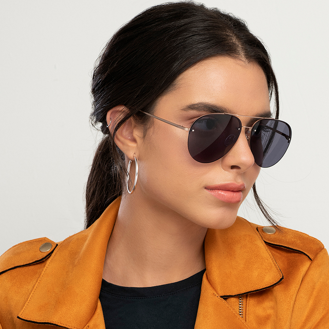 Vincent Chase Online Gold Half Rim Aviator left side