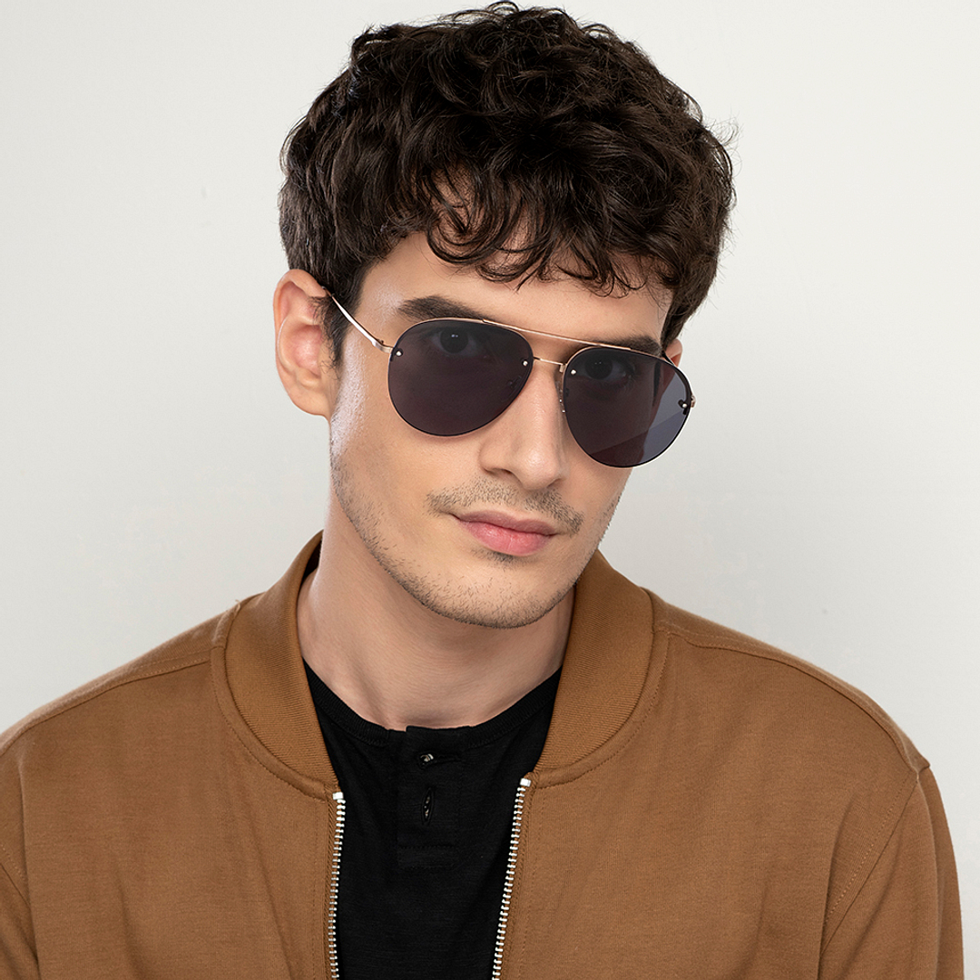 Vincent Chase Online Gold Half Rim Aviator left side