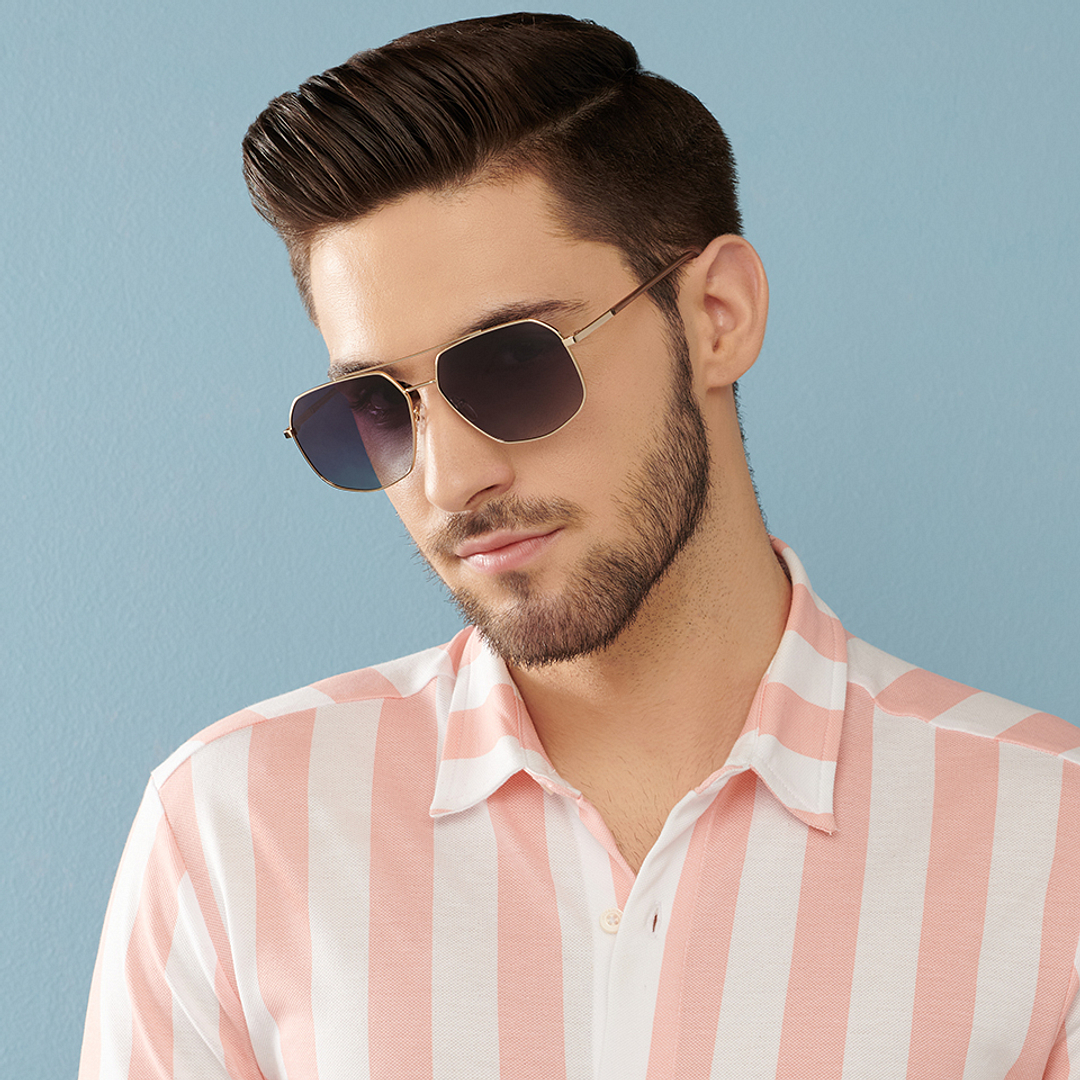 Vincent Chase Online Gold Full Rim Aviator left side