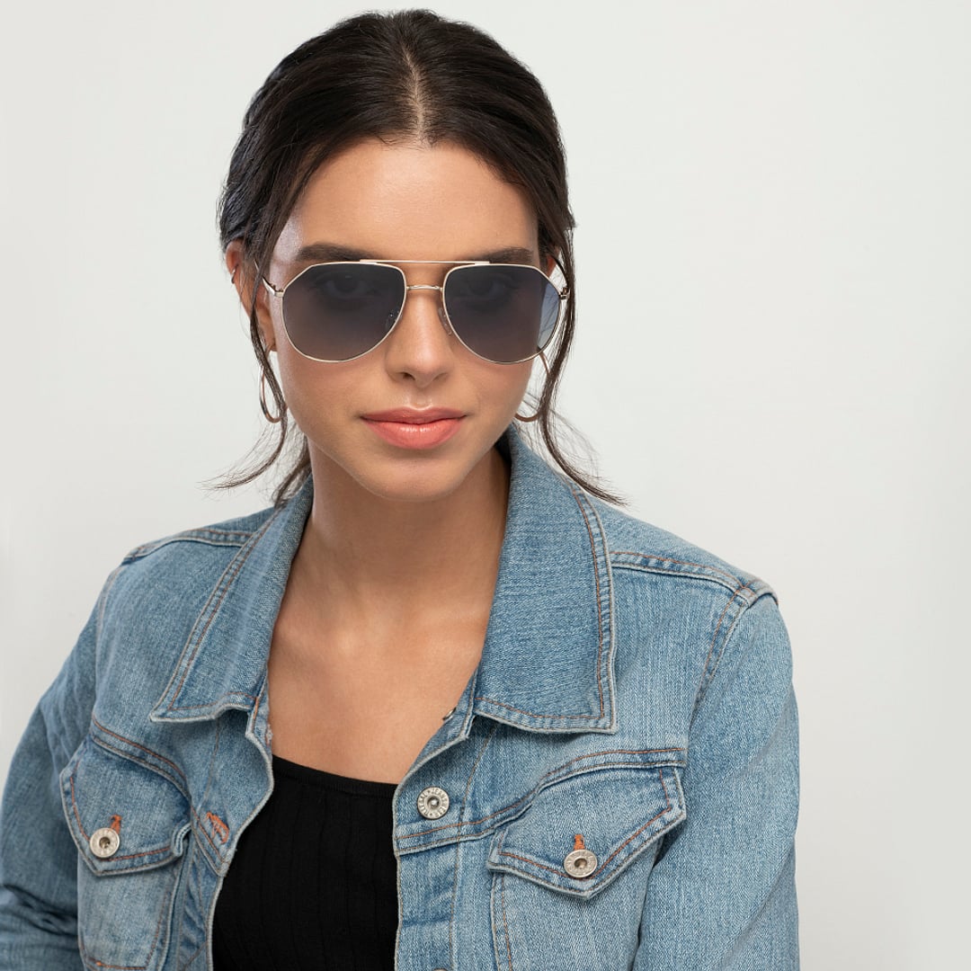 Vincent Chase Polarized Gold Full Rim Aviator left side