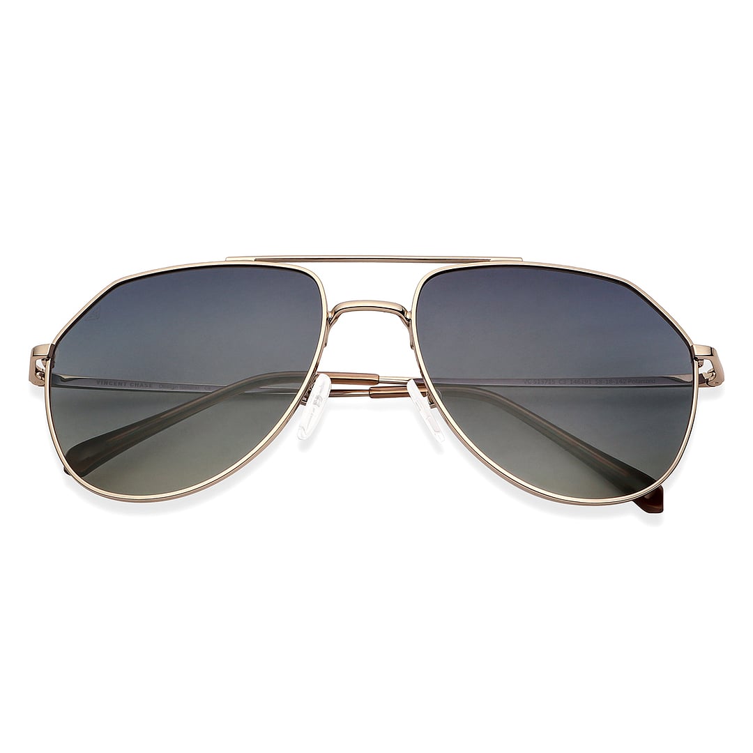 Vincent Chase Polarized Gold Full Rim Aviator left side