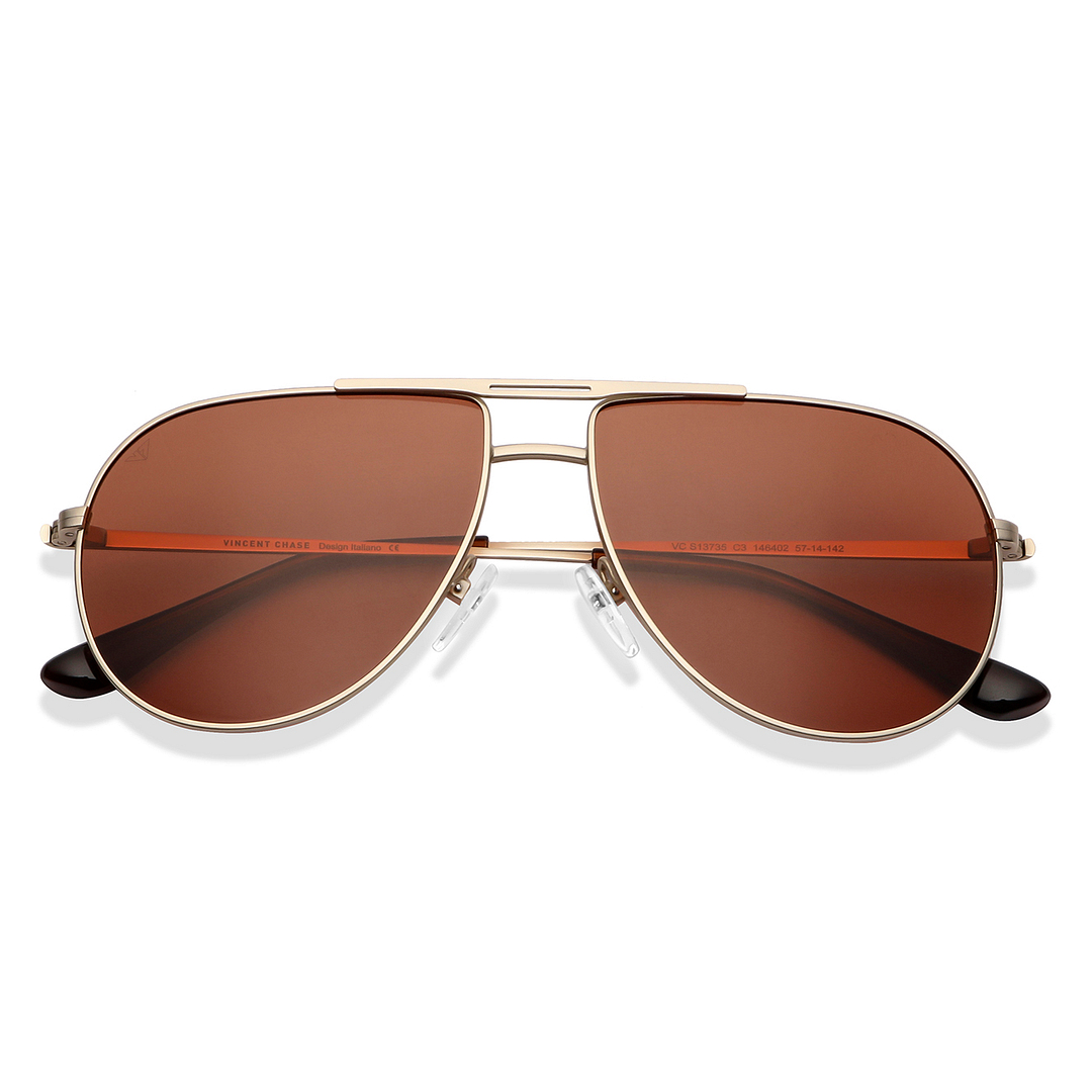 Vincent Chase Online Gold Full Rim Aviator left side