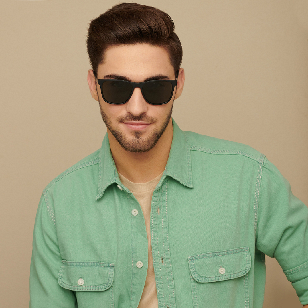 Vincent Chase Polarized Black Full Rim Square left side