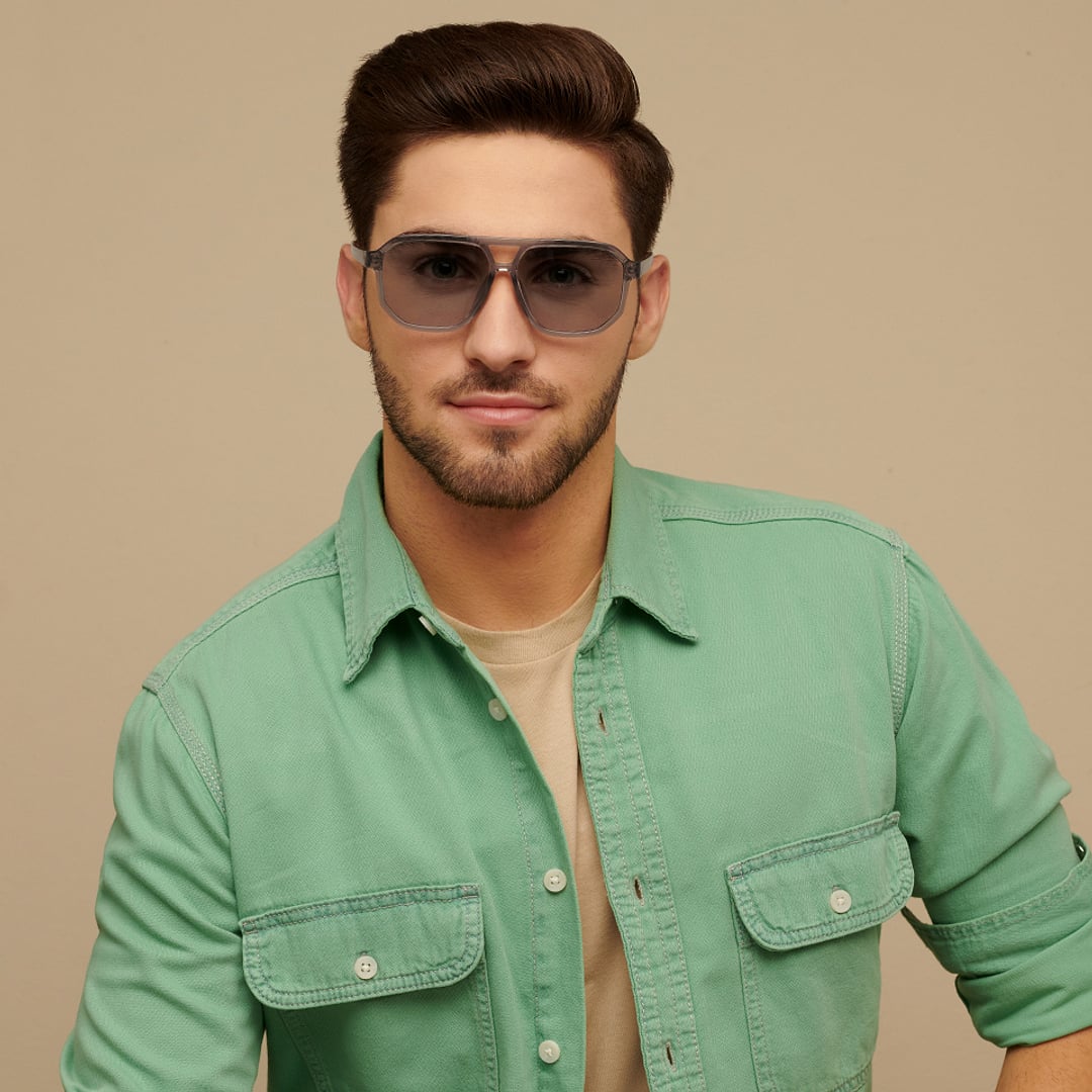 Vincent Chase Grey Full Rim Geometric right side