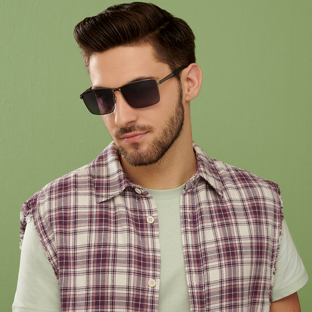 Vincent Chase Polarized Gunmetal Full Rim Rectangle left side