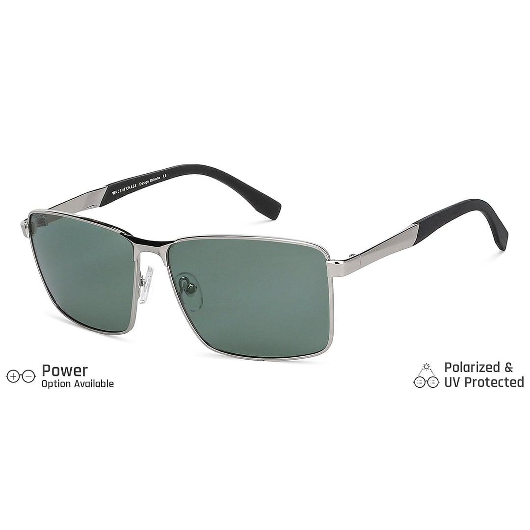 Vincent Chase Polarized Silver Full Rim Rectangle left side