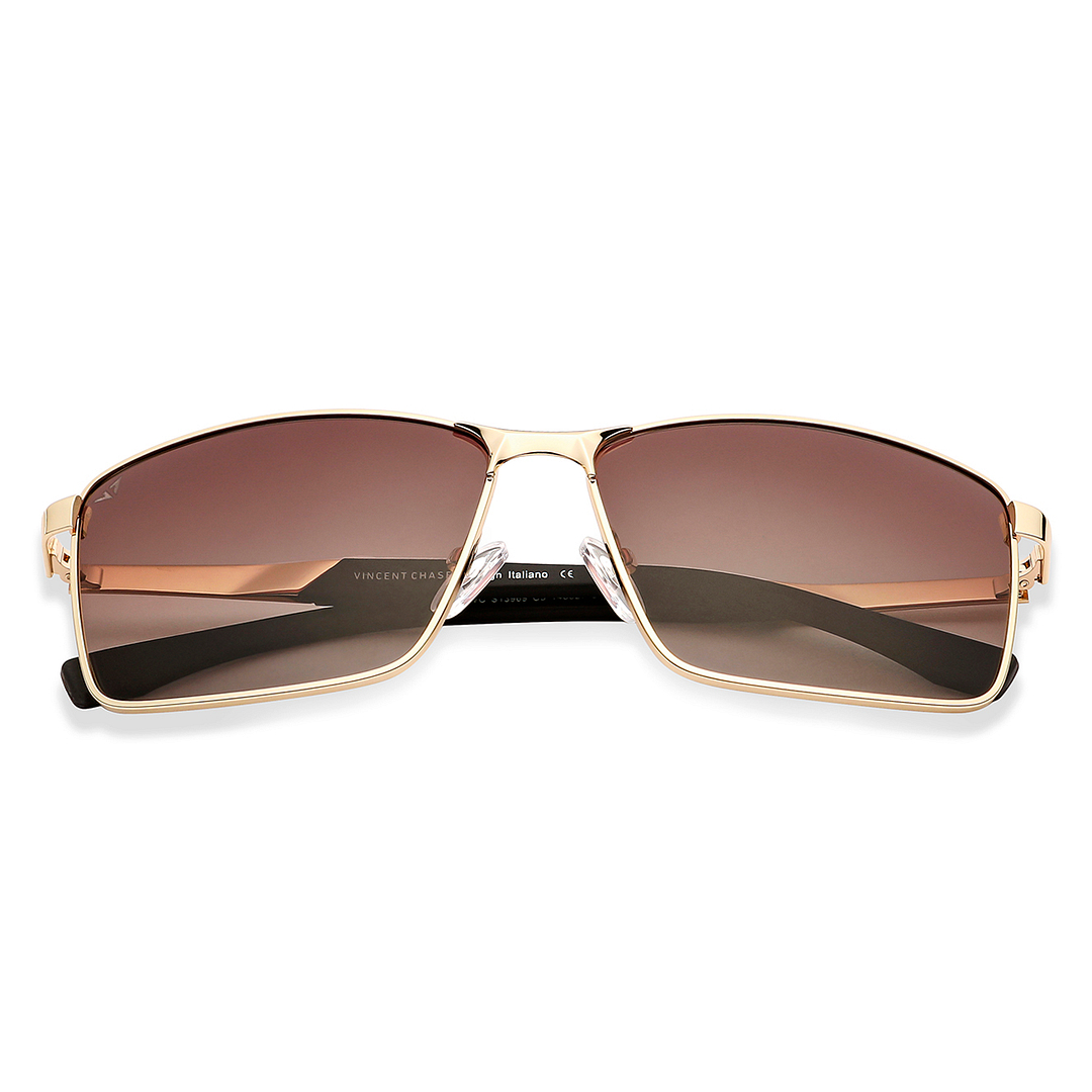 Vincent Chase Polarized Gold Full Rim Rectangle left side