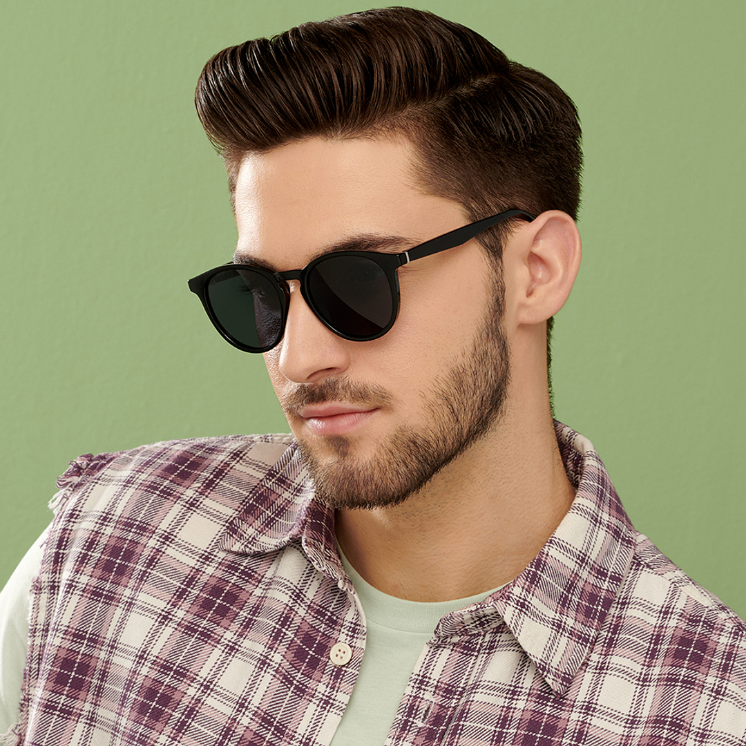 Vincent Chase Polarized Black Full Rim Round left side