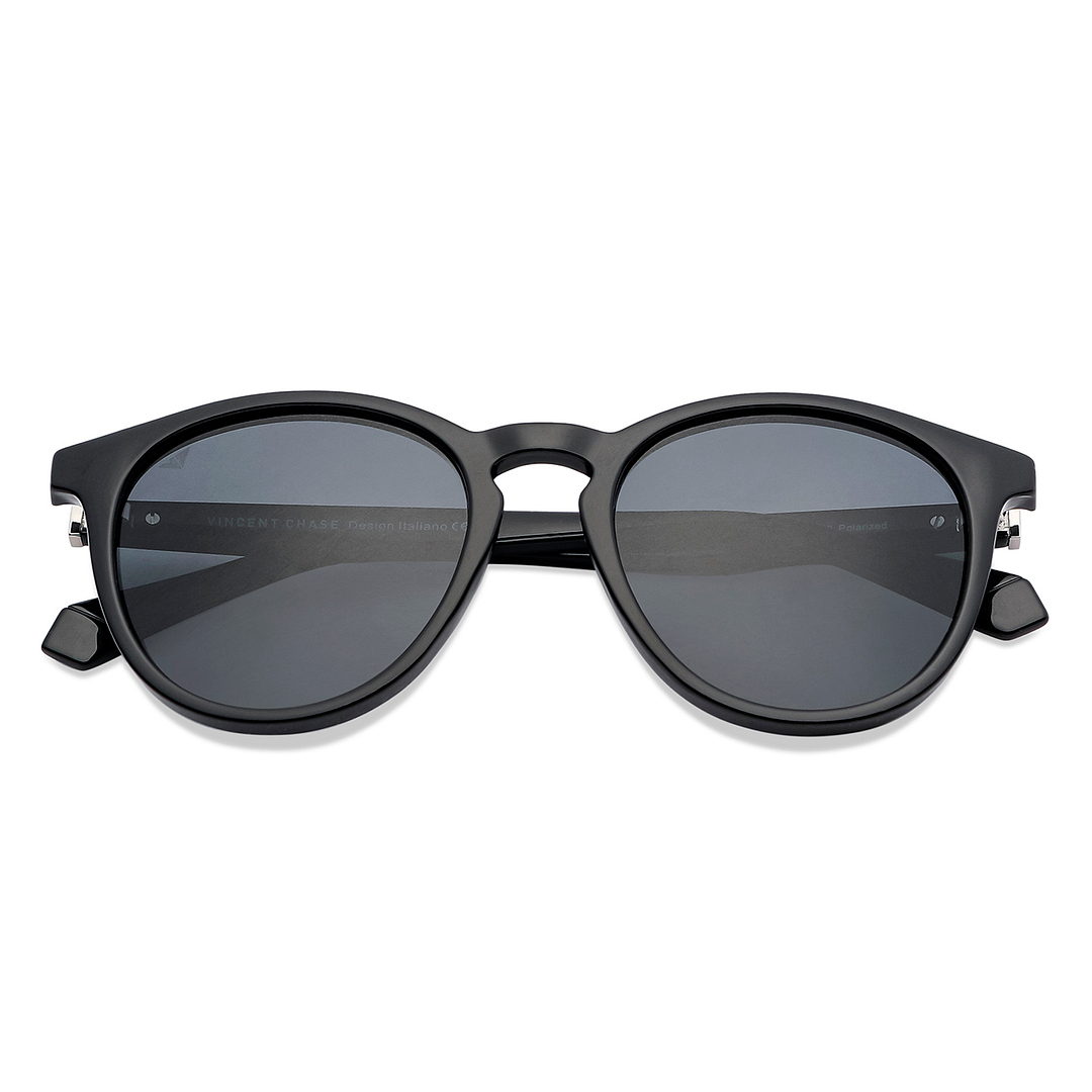 Vincent Chase Polarized Black Full Rim Round left side
