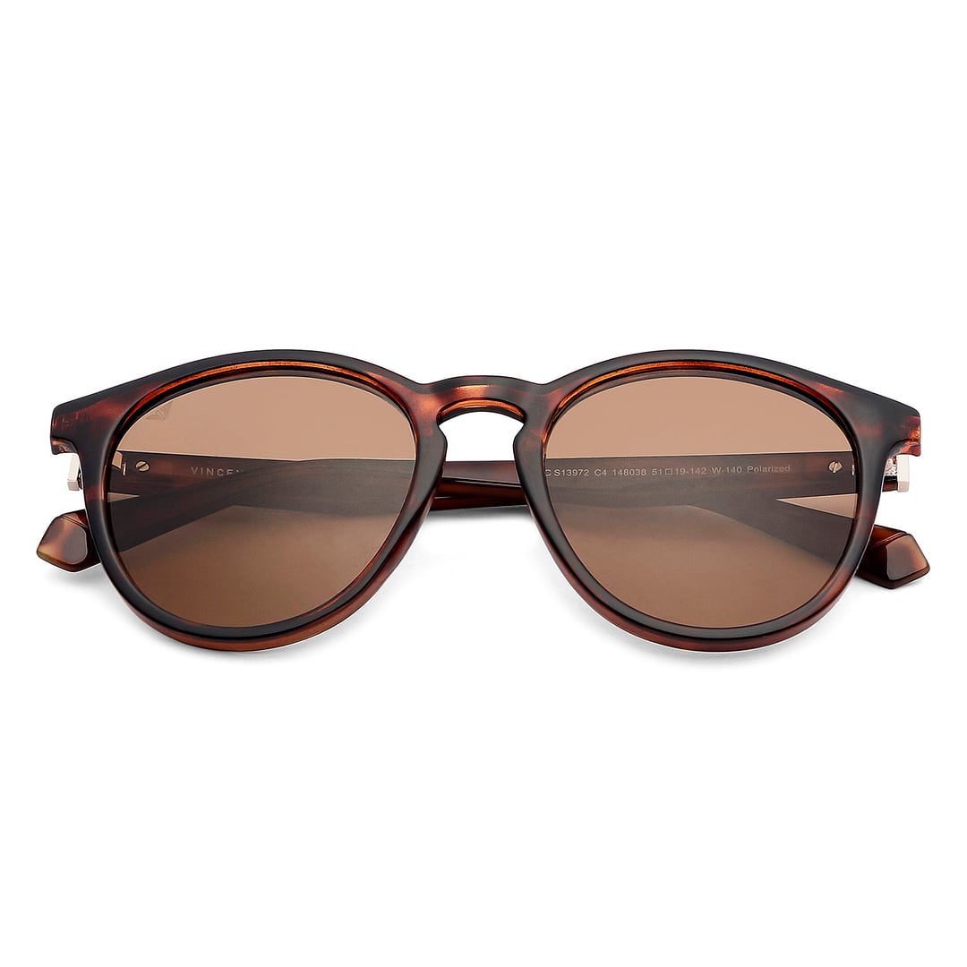 Vincent Chase Polarized Brown Full Rim Round left side