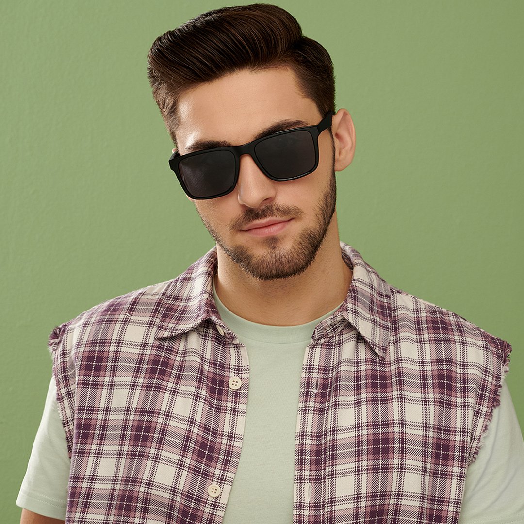 Vincent Chase Polarized Black Full Rim Square left side