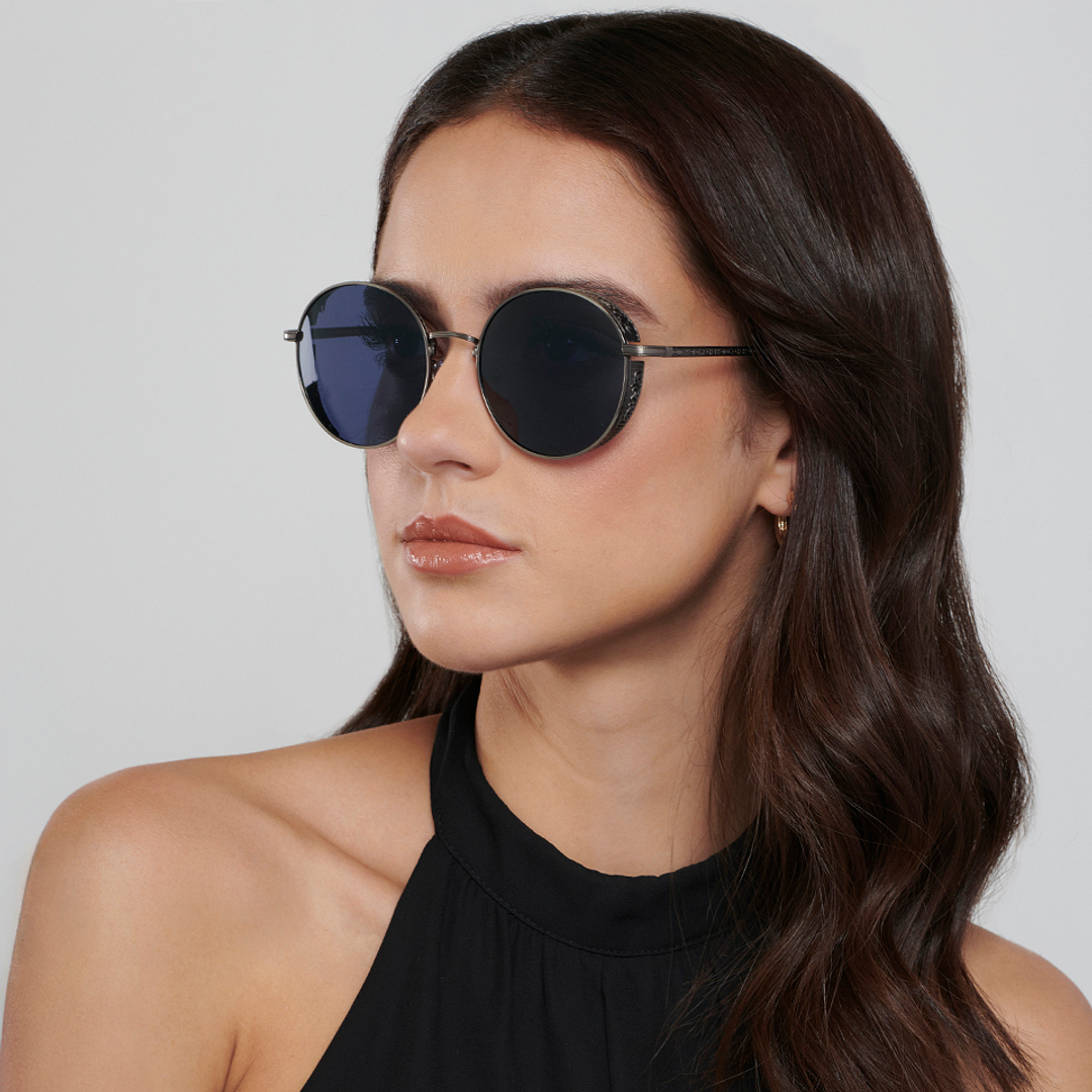 Vincent Chase Online Gunmetal Full Rim Round left side