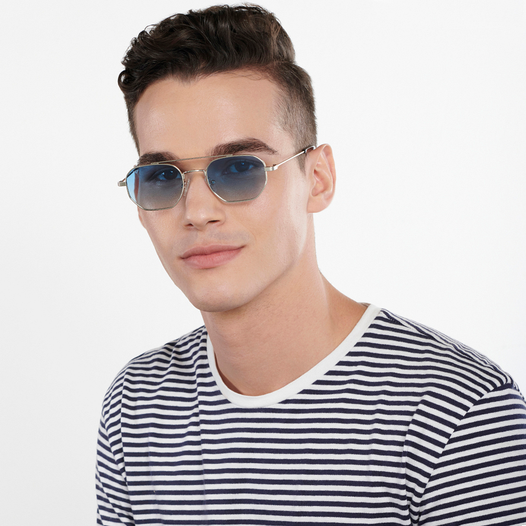 Vincent Chase Polarized Silver Full Rim Geometric left side