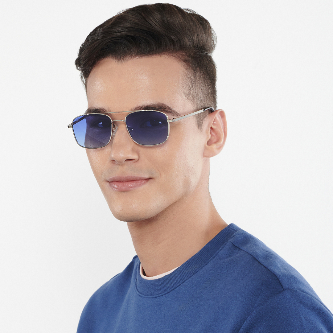 Vincent Chase Polarized Silver Full Rim Rectangle left side