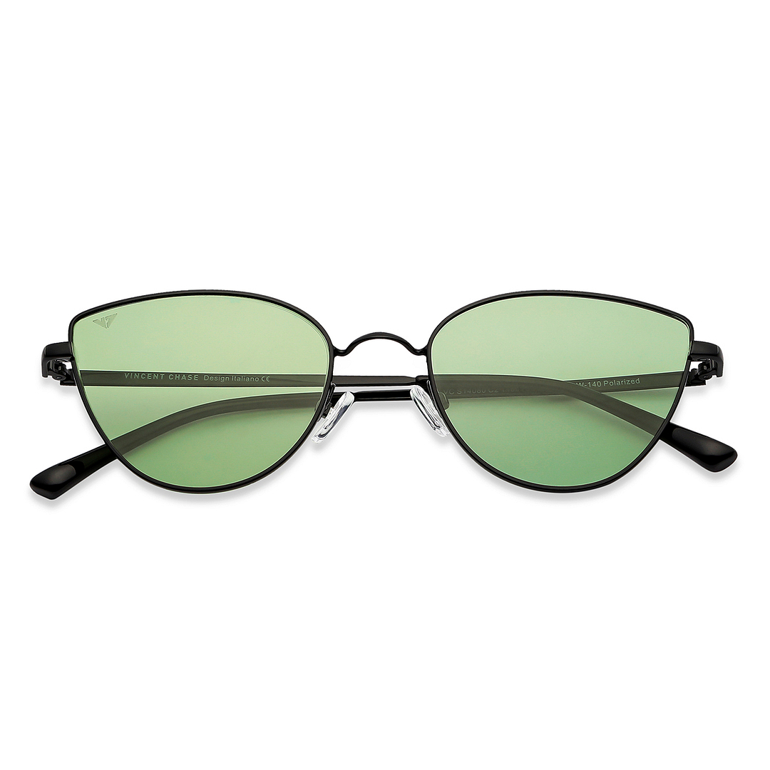 Buy Black Green Full Rim Cat Eye Vincent Chase Polarized The Metal