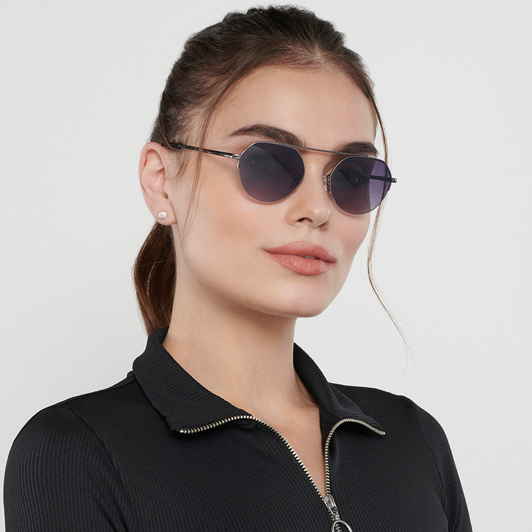 Vincent Chase Online Gunmetal Half Rim Round right side