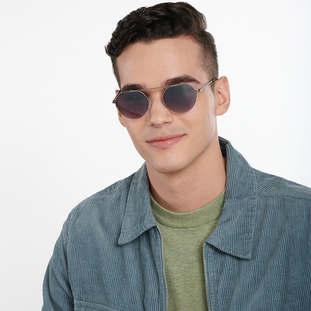 Vincent Chase Online Gunmetal Half Rim Round right side