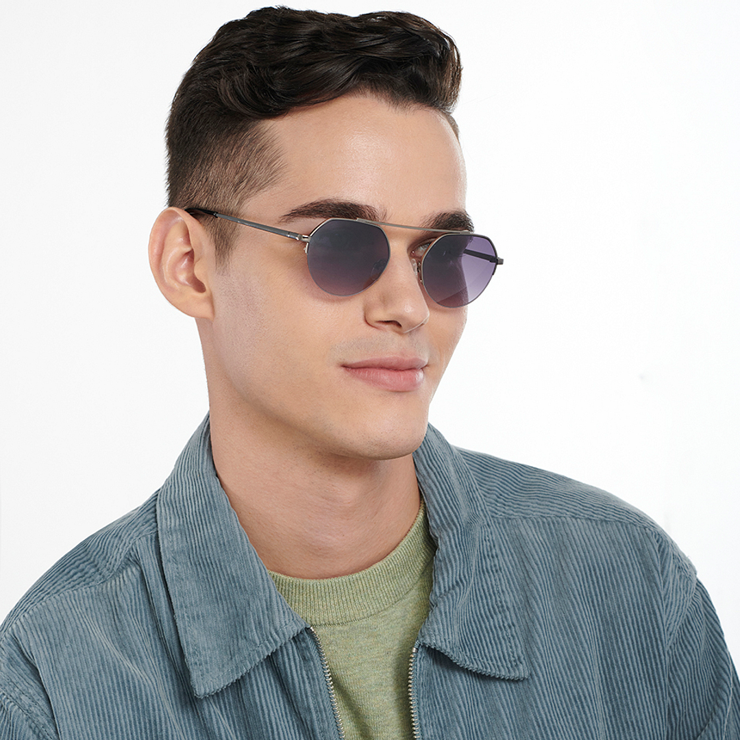 Vincent Chase Online Gunmetal Half Rim Round left side