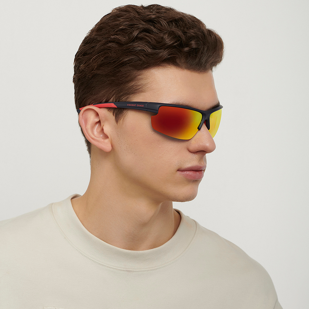 Vincent Chase Polarized Blue Half Rim Rectangle left side