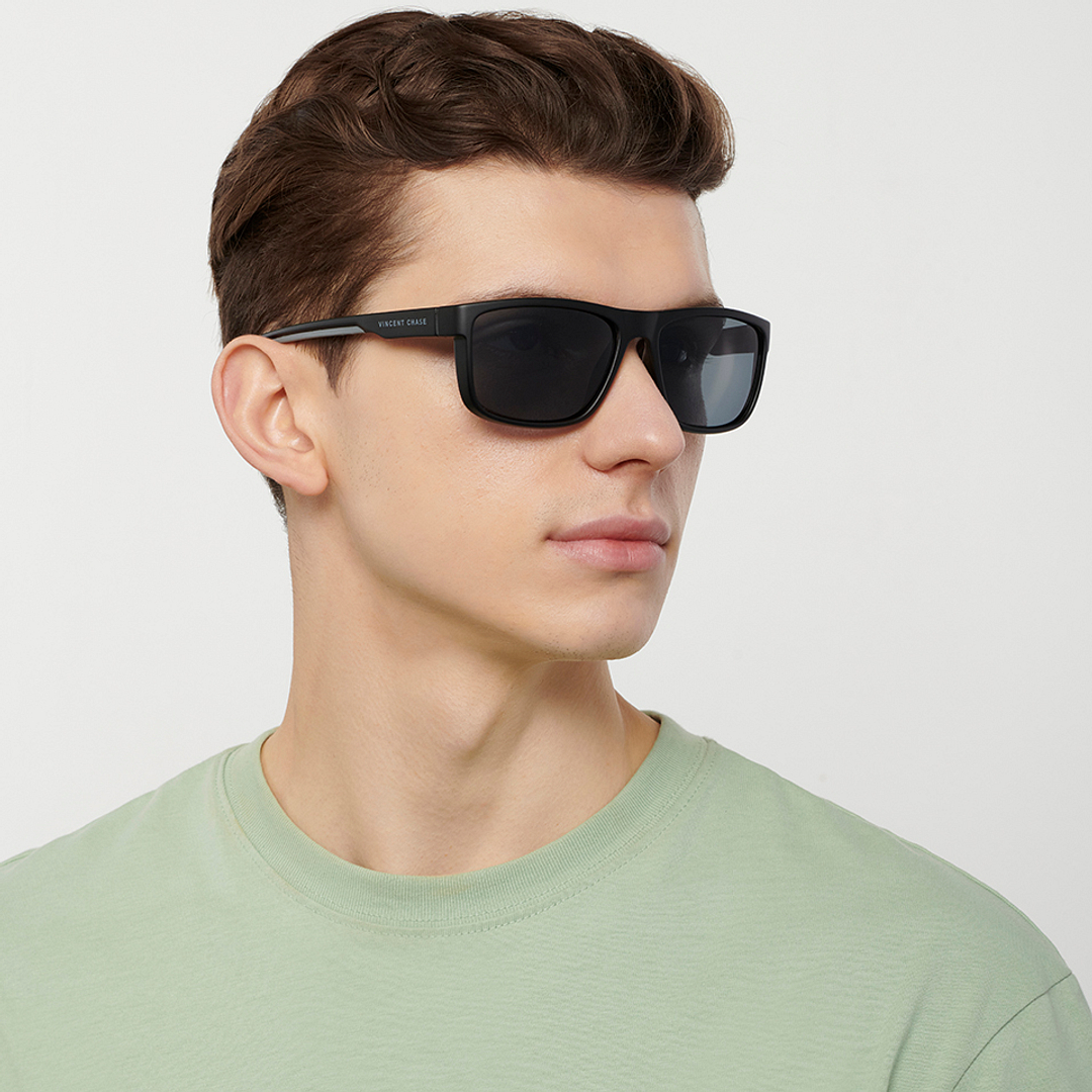 Vincent Chase Polarized Black Full Rim Square left side