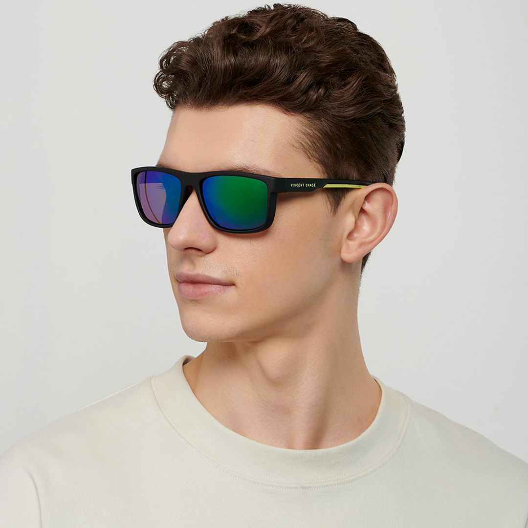 Vincent Chase Polarized Black Full Rim Square left side