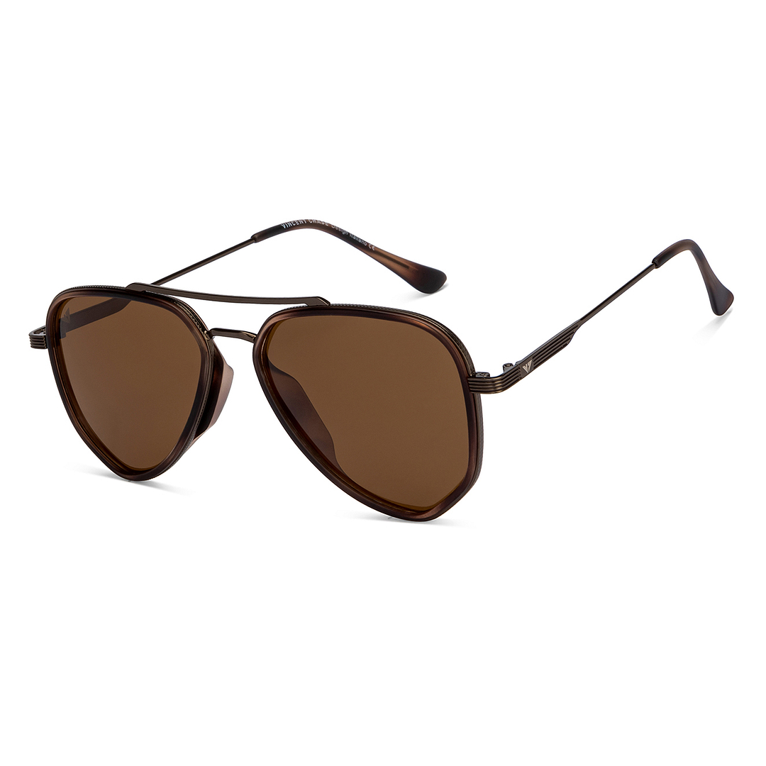 Vincent Chase Online Brown Full Rim Aviator left side
