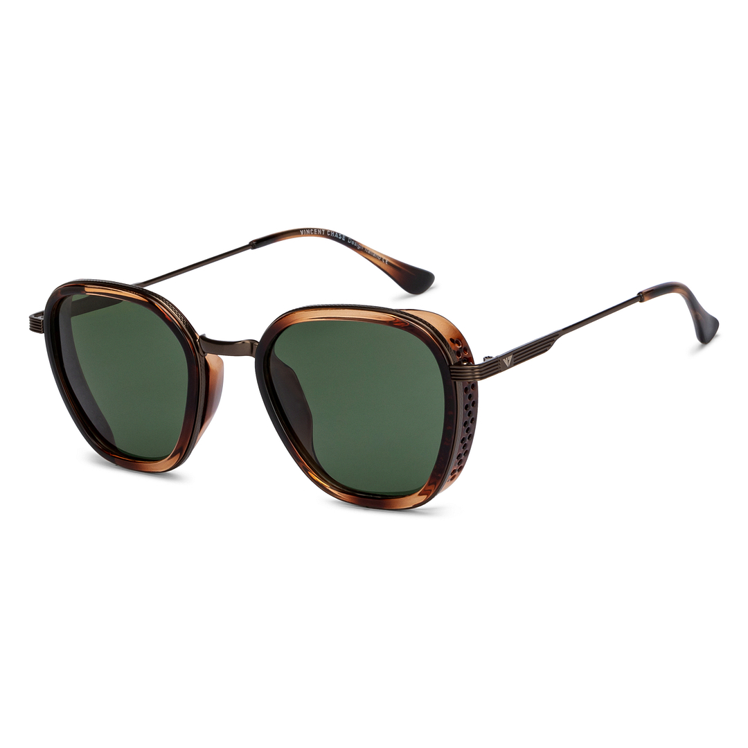Buy Brown Tortoise Green Full Rim Geometric Vincent Chase PILOT