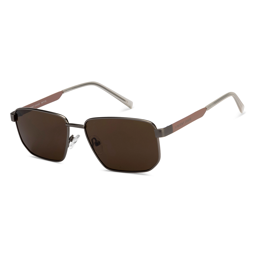 ※ヒデ Brown Gunmetal Full Rim Rectangle Vincent Chase VC Sun Metal VC
