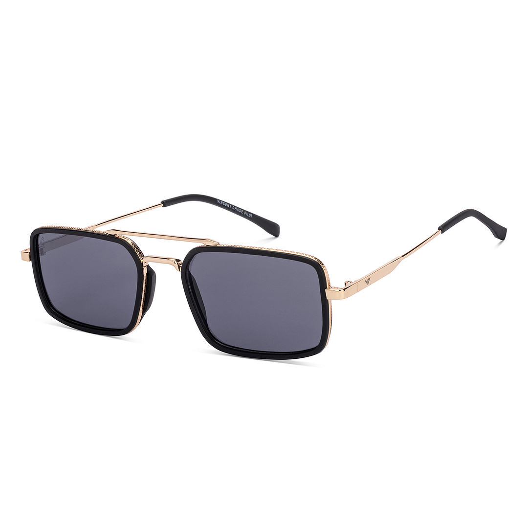 Grey Black Full Rim Rectangle Vincent Chase VC Sun Metal VC S16964