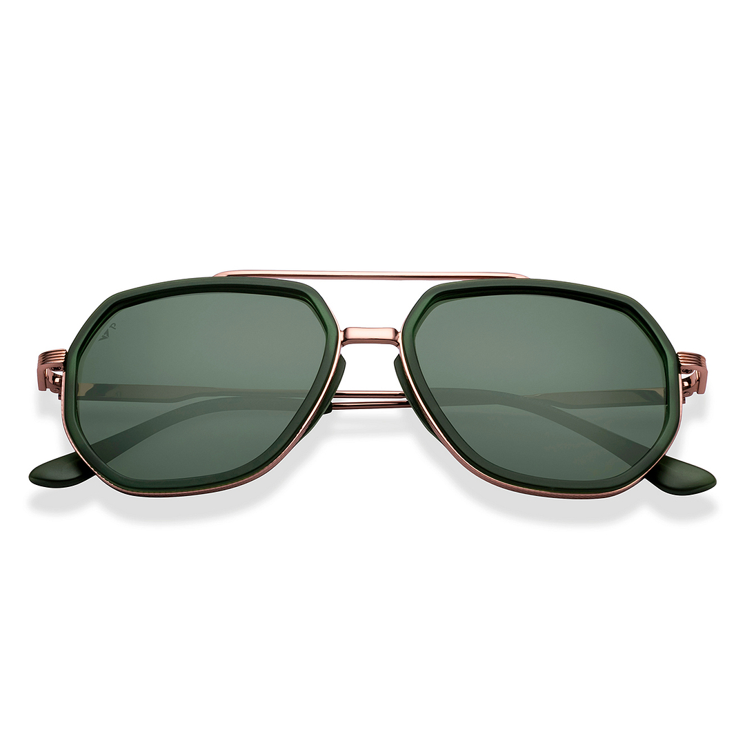 Buy Green Gold Green Full Rim Geometric Vincent Chase Polarized