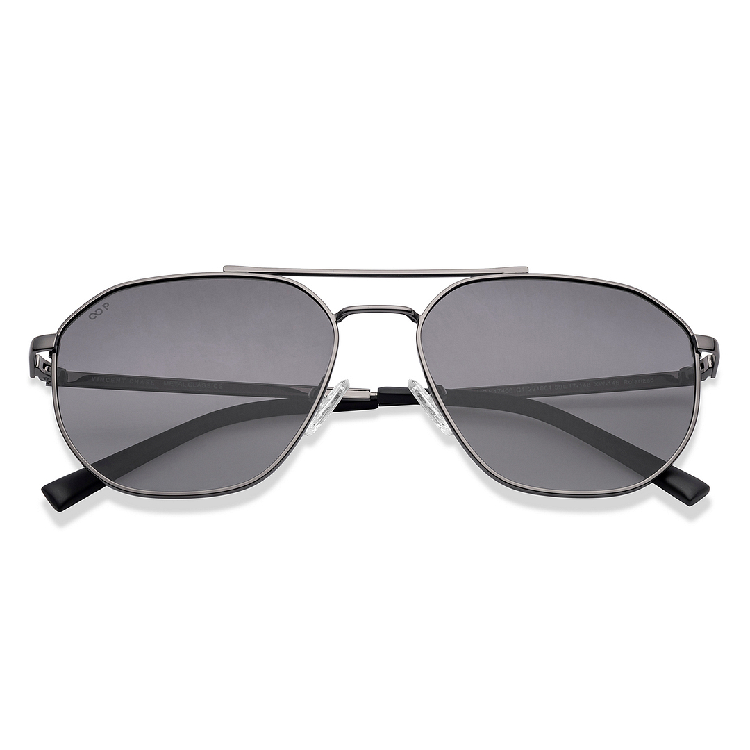 Vincent Chase Polarized Gunmetal Full Rim Geometric left side