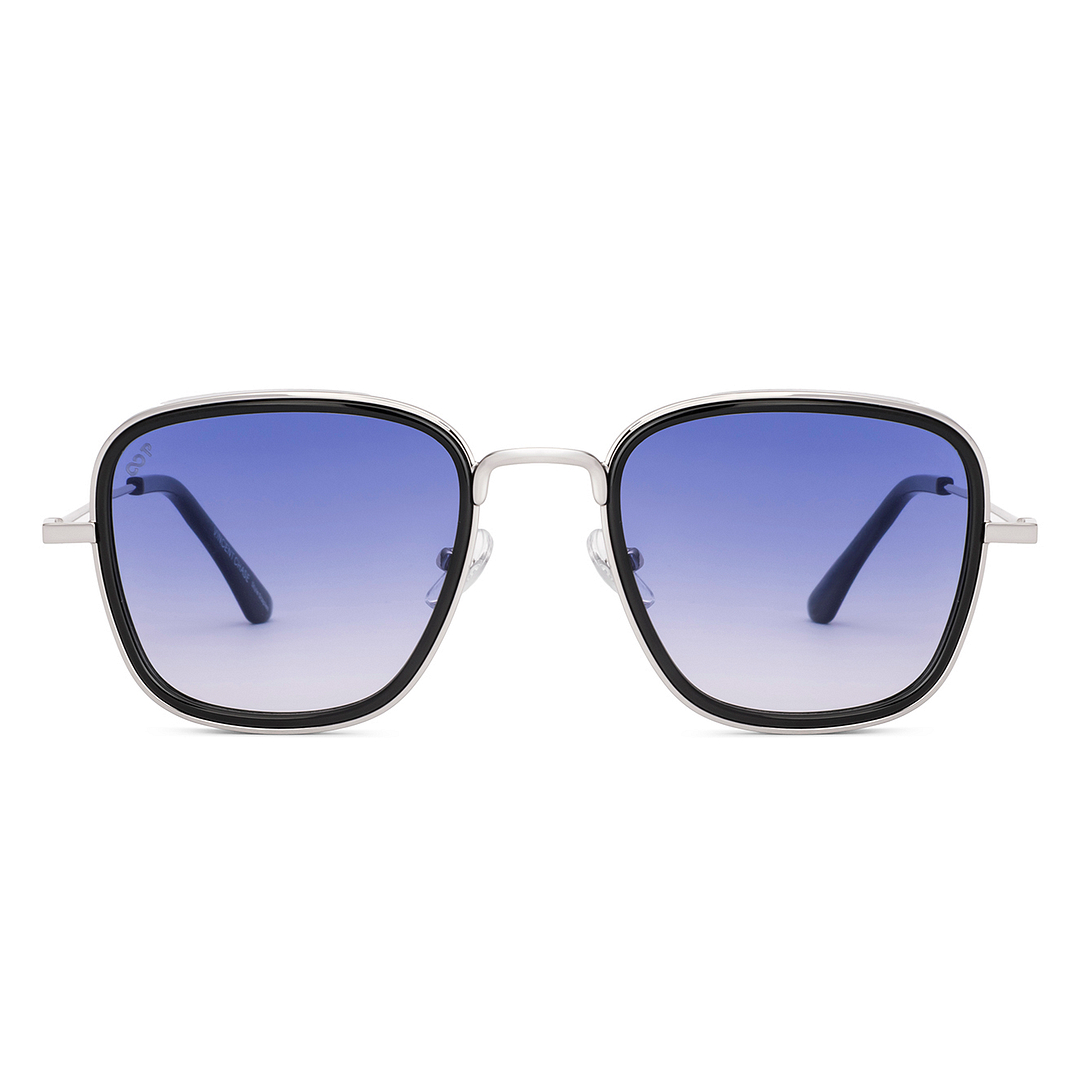 Blue Gradient Silver Full Rim Square Vincent Chase Polarized Sun