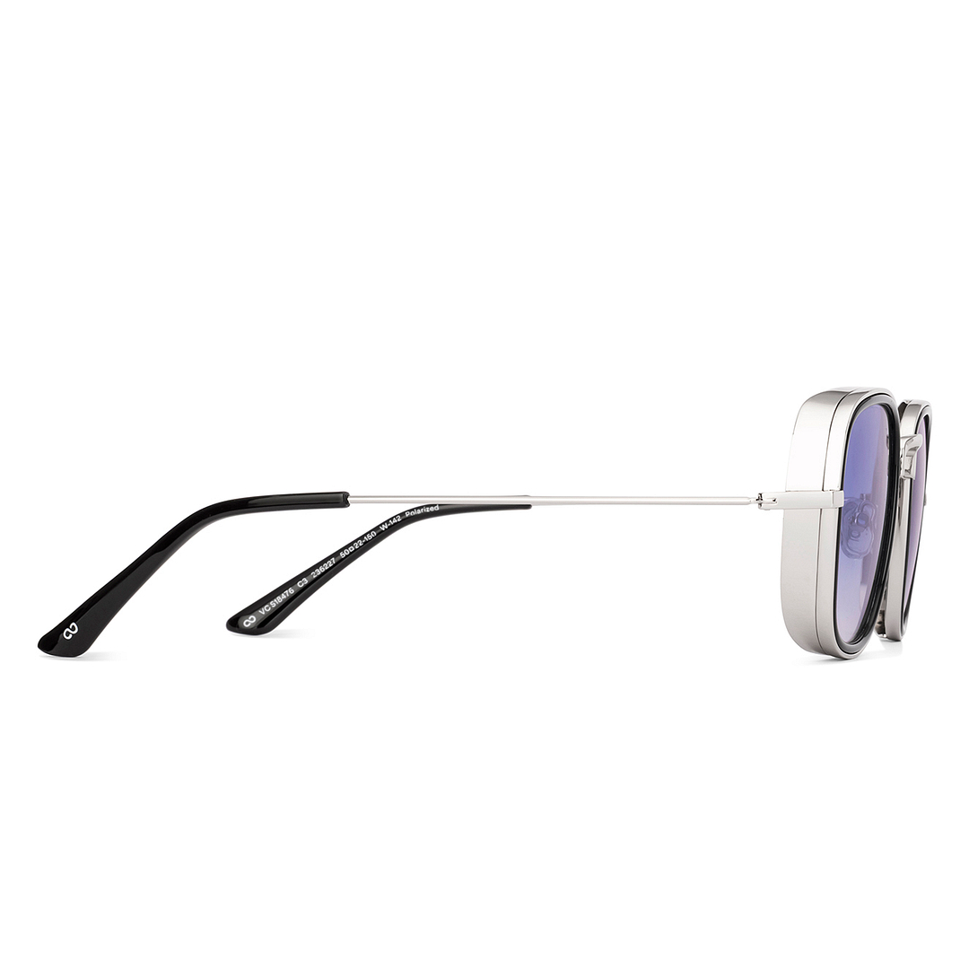 Blue Gradient Silver Full Rim Square Vincent Chase Polarized Sun