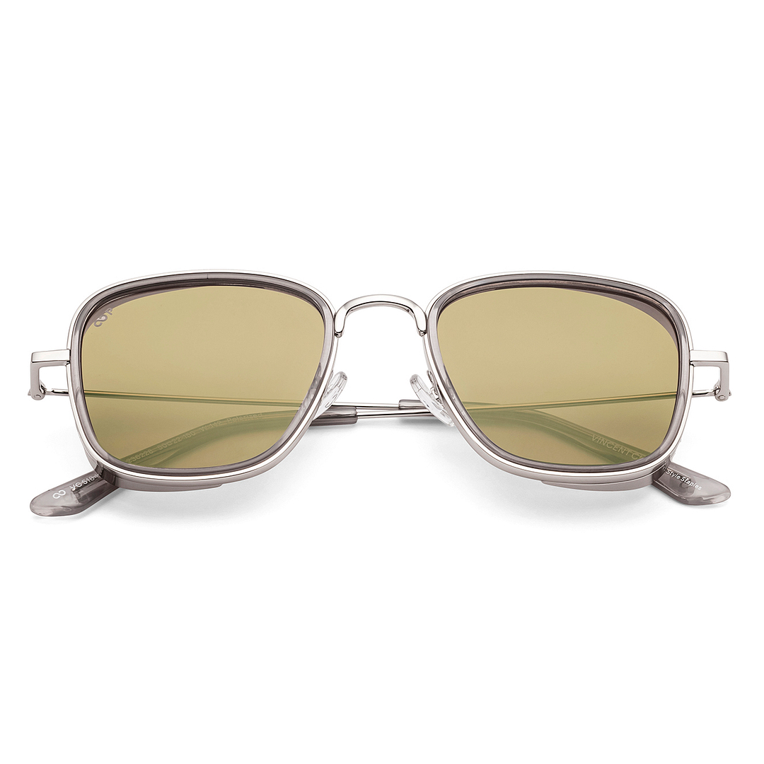 Amber Silver Full Rim Square Vincent Chase Metal VC S18476 Sunglasses