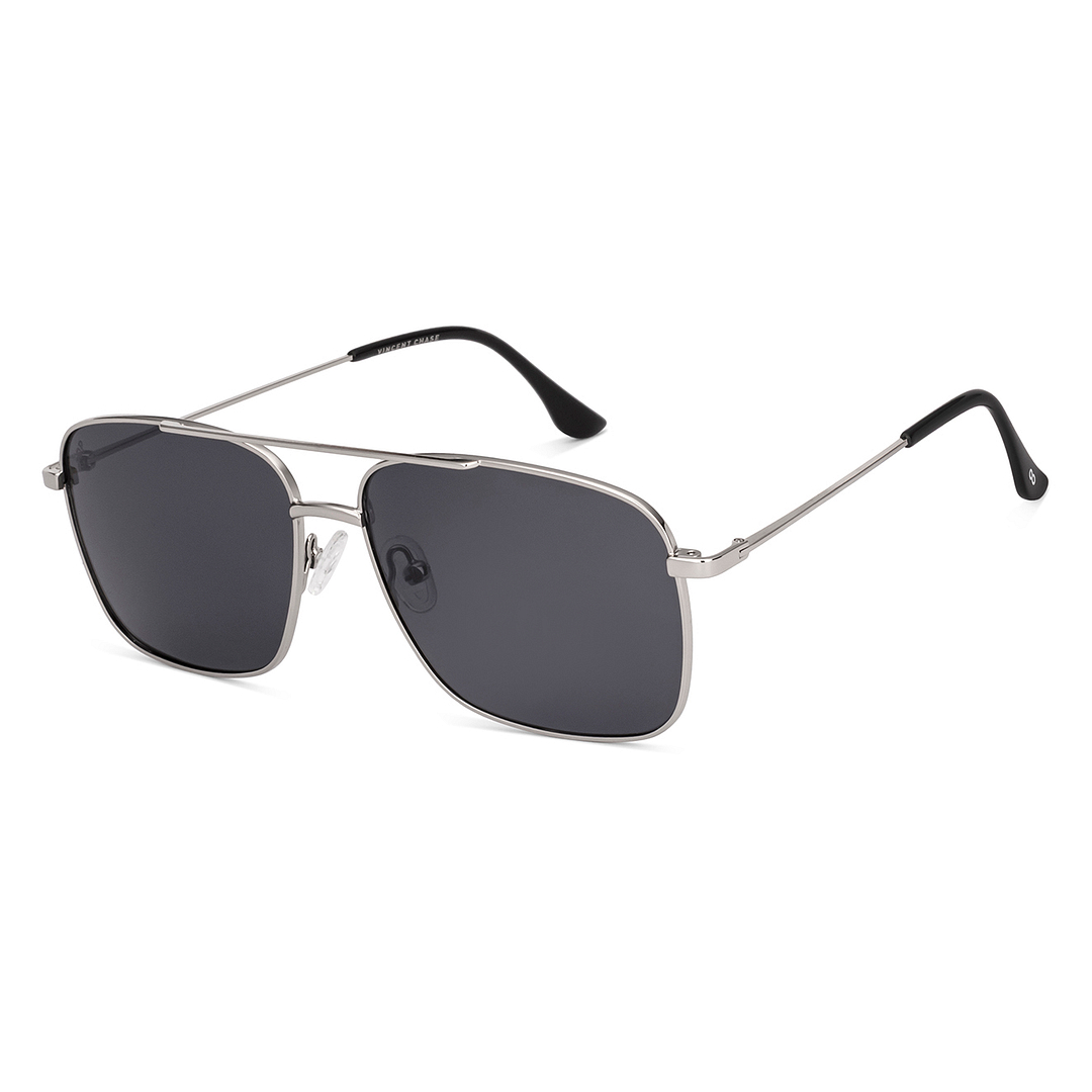 Buy Grey Silver Full Rim Square Vincent Chase Polarized Classic