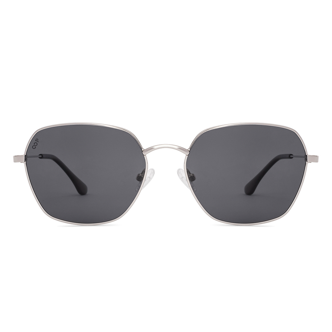 Buy Grey Silver Full Rim Geometric Vincent Chase Polarized METAL