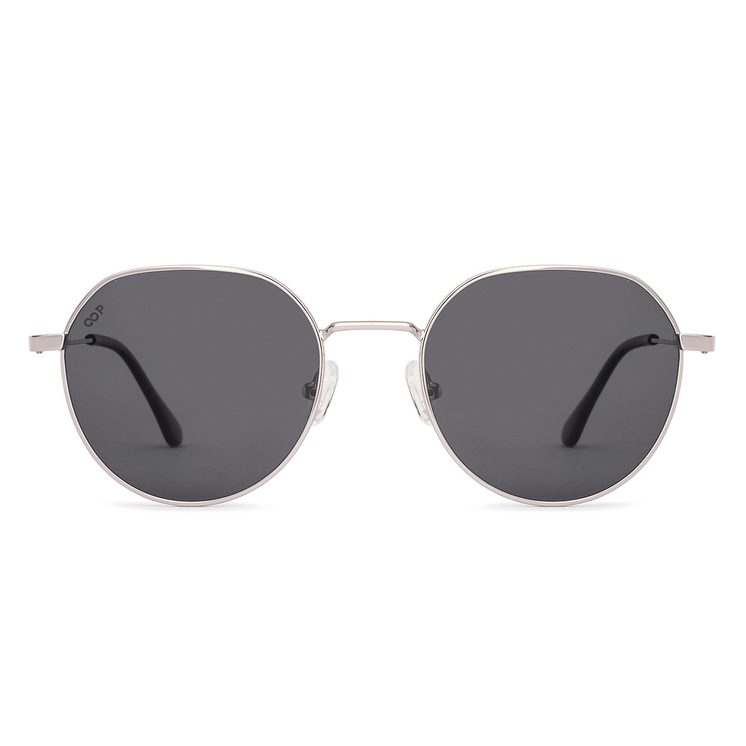Buy Grey Silver Full Rim Geometric Vincent Chase Polarized METAL