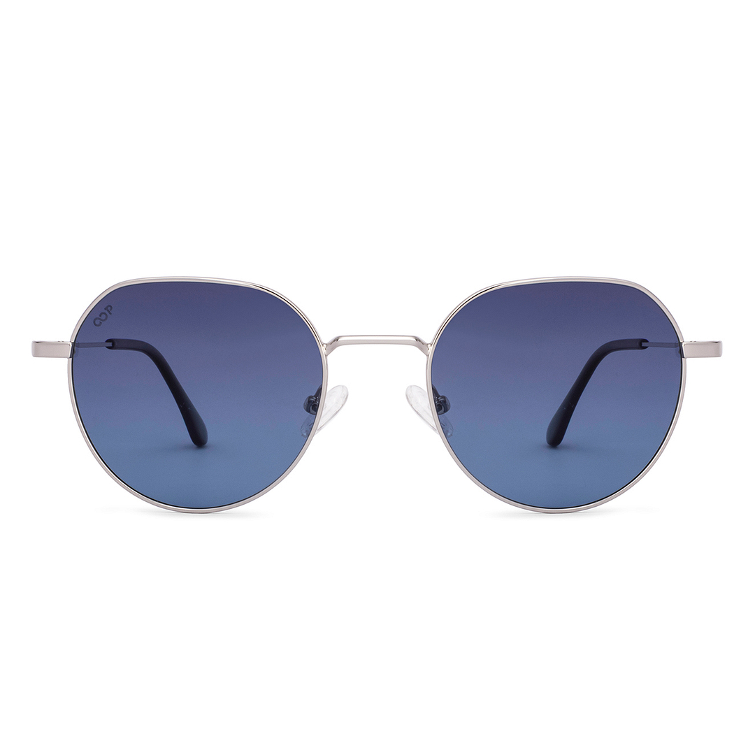 Blue Silver Full Rim Round Vincent Chase Polarized Metal VC S18691