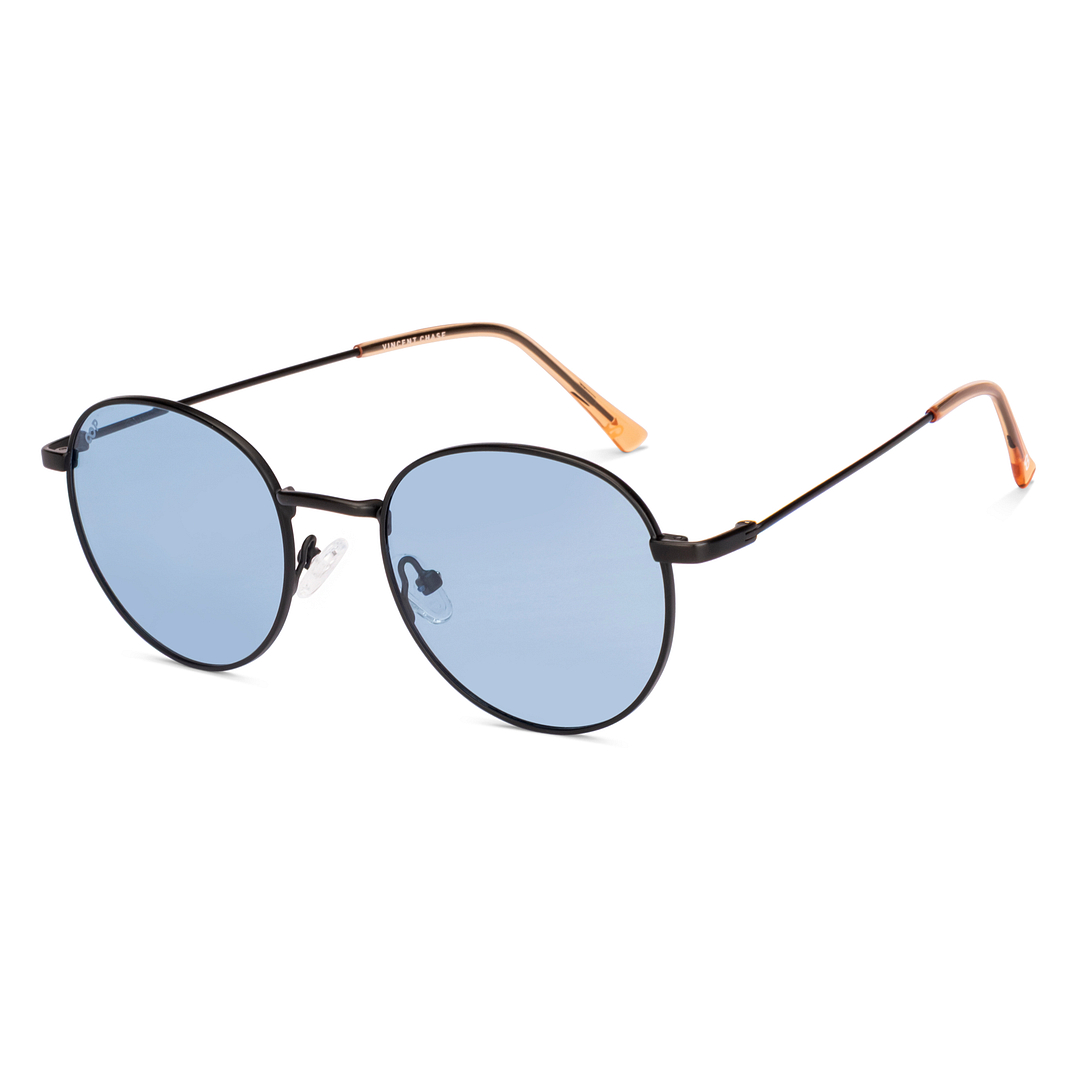 Buy Blue Black Full Rim Round Vincent Chase Online Sun Metal VC