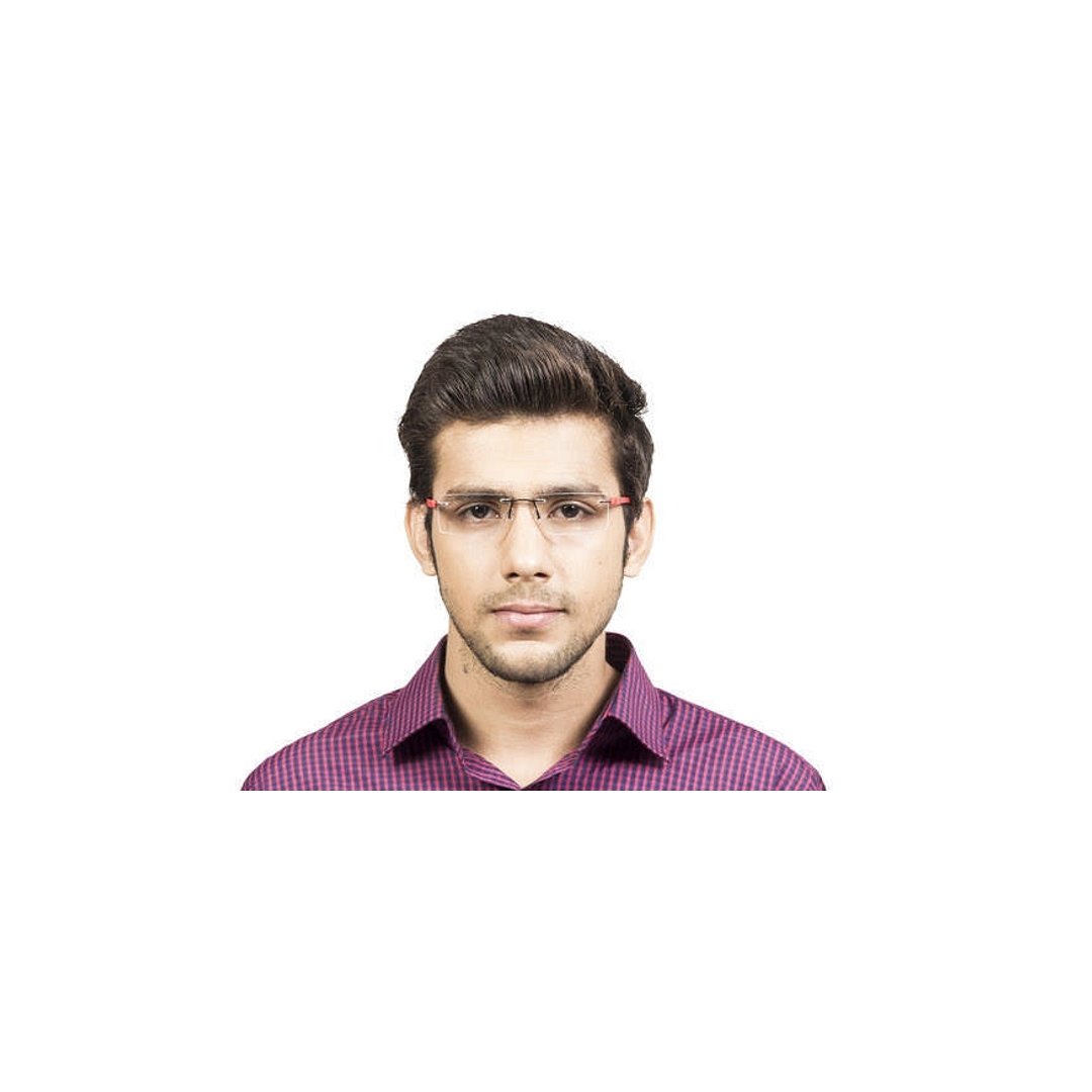Lenskart Air Online Red Rimless Rectangle left side