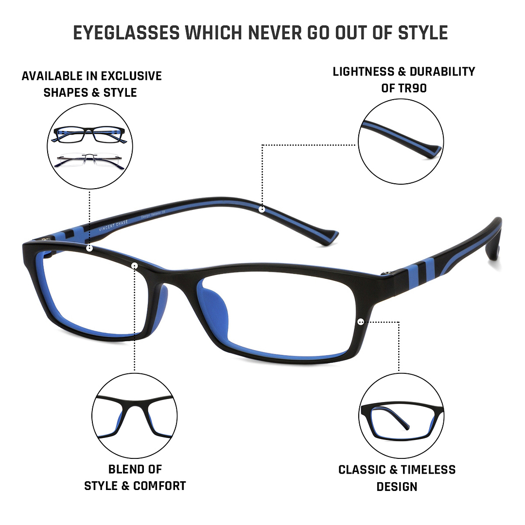 Lenskart Air Online Black Blue Full Rim Rectangle right side